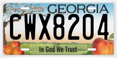 GA license plate CWX8204