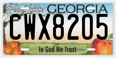 GA license plate CWX8205