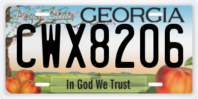 GA license plate CWX8206