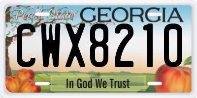 GA license plate CWX8210