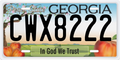 GA license plate CWX8222