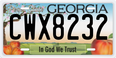 GA license plate CWX8232