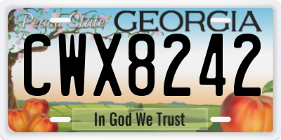 GA license plate CWX8242