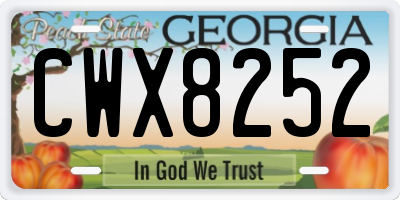 GA license plate CWX8252