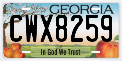 GA license plate CWX8259