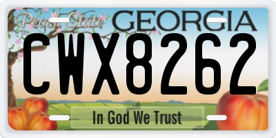 GA license plate CWX8262
