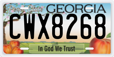 GA license plate CWX8268