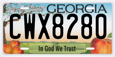GA license plate CWX8280