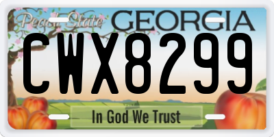GA license plate CWX8299