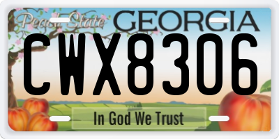 GA license plate CWX8306