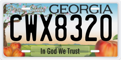 GA license plate CWX8320