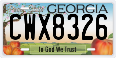 GA license plate CWX8326