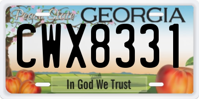 GA license plate CWX8331