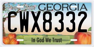 GA license plate CWX8332