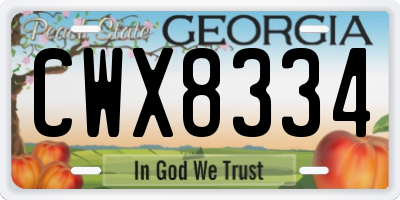 GA license plate CWX8334