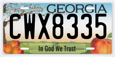 GA license plate CWX8335