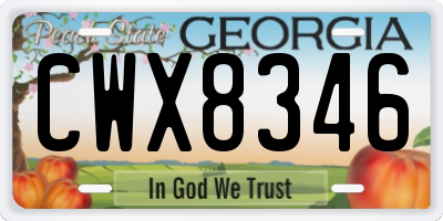 GA license plate CWX8346