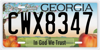 GA license plate CWX8347
