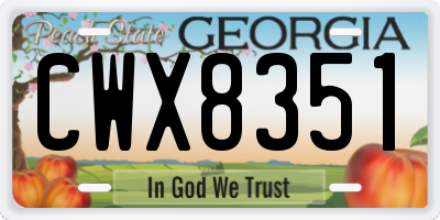 GA license plate CWX8351