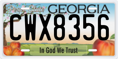 GA license plate CWX8356