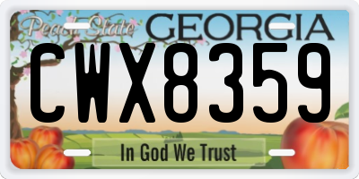 GA license plate CWX8359
