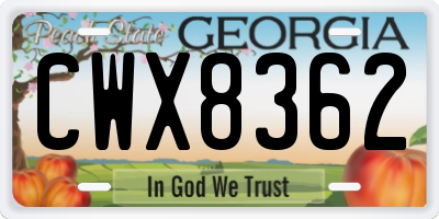 GA license plate CWX8362