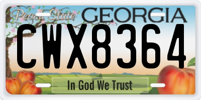 GA license plate CWX8364