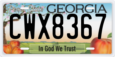 GA license plate CWX8367