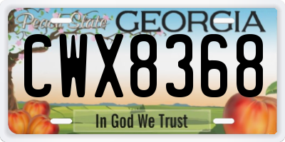 GA license plate CWX8368