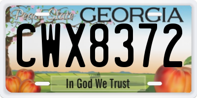 GA license plate CWX8372