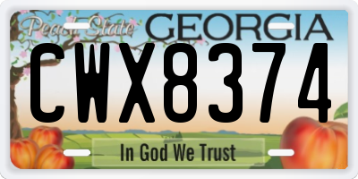 GA license plate CWX8374