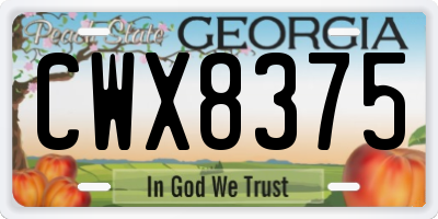 GA license plate CWX8375