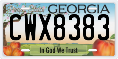 GA license plate CWX8383