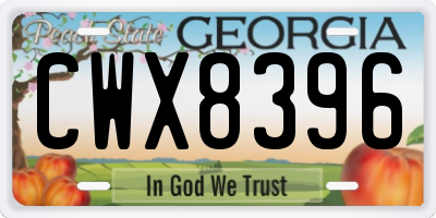 GA license plate CWX8396