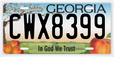 GA license plate CWX8399