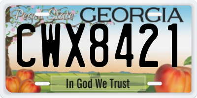 GA license plate CWX8421