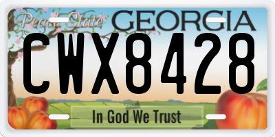 GA license plate CWX8428