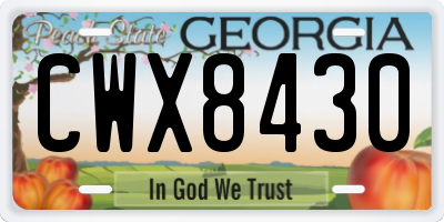 GA license plate CWX8430