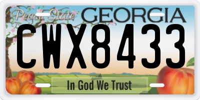 GA license plate CWX8433