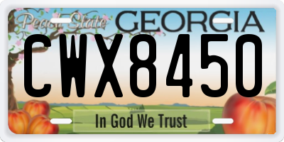 GA license plate CWX8450