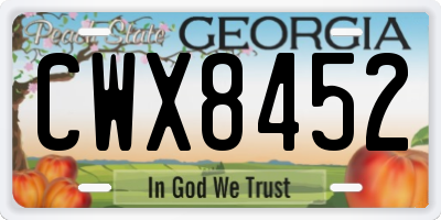 GA license plate CWX8452