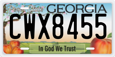 GA license plate CWX8455