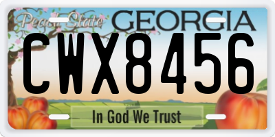 GA license plate CWX8456