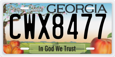 GA license plate CWX8477
