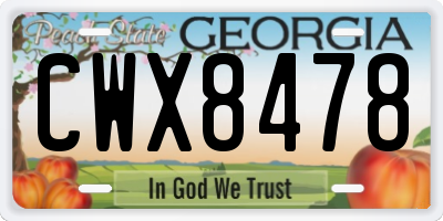 GA license plate CWX8478