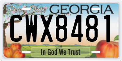 GA license plate CWX8481