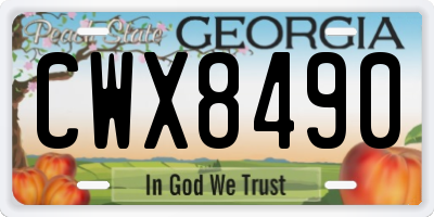 GA license plate CWX8490