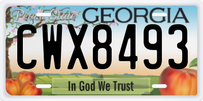 GA license plate CWX8493
