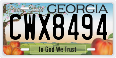 GA license plate CWX8494
