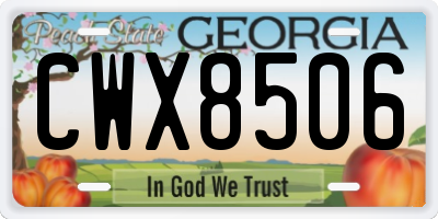 GA license plate CWX8506